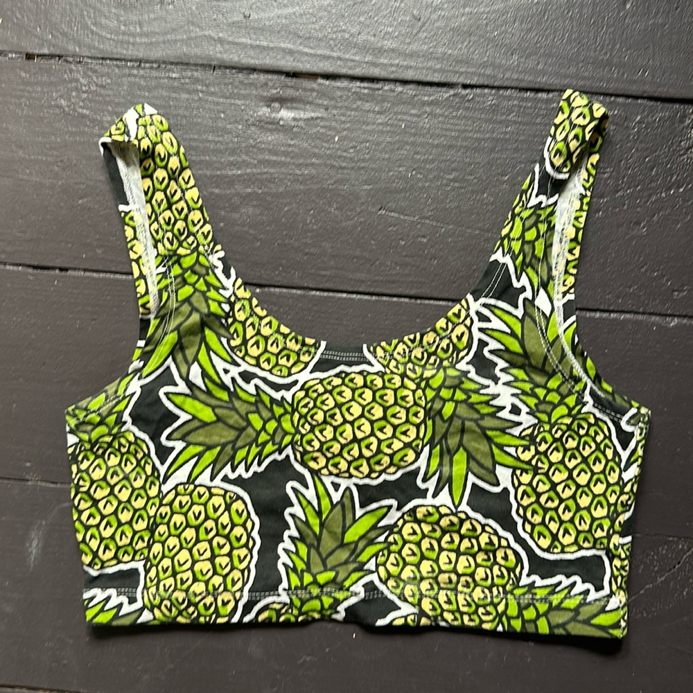 H&M small pineapple print crop top bra top